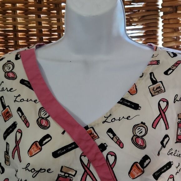 Breast Cancer Hope Love Care Scrub Top XL - Picture 2 of 6